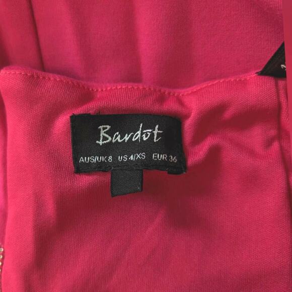 Bardot Off the Shoulder Bright Pink Bodycon Dress sz XS - Picture 5 of 6
